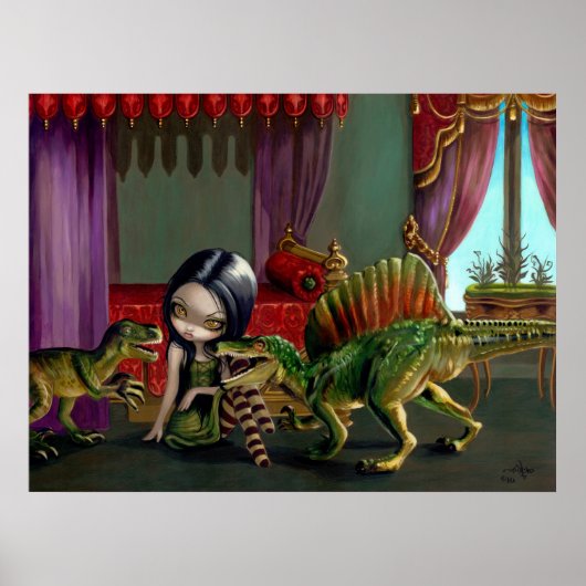 Dinosaur Friends II lowbrow fantasy Art Print (Voorkant)