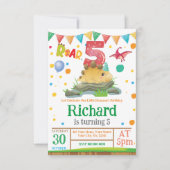 Dinosaur garçon 5e anniversaire Invitation (Devant)