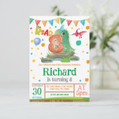 Dinosaur garçon 8e anniversaire Invitation (Debout devant)