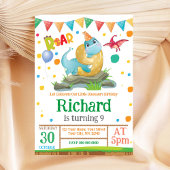 Dinosaur garçon 9e anniversaire Invitation
