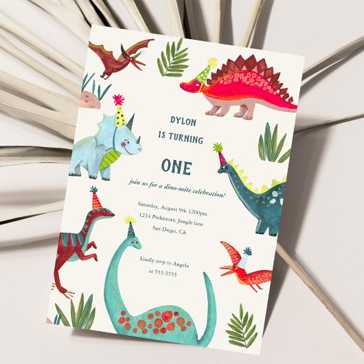 Dinosaur garçon anniversaire invitation