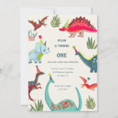Dinosaur garçon anniversaire invitation (Devant)