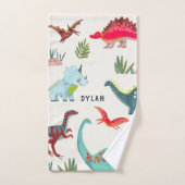Dinosaur garçon bleu monogramme tout imprimé enfan (Serviette à main)