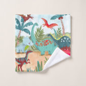 Dinosaur garçon bleu monogramme tout imprimé enfan (Gant de toilette)