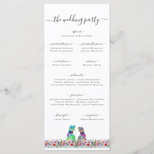 Dinosaur Gay Wedding Ceremony Program Menu (Achterkant)