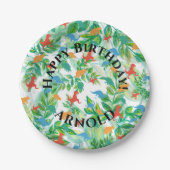 Dinosaur Gelukkige verjaardag Jurassic Oerwoud Papieren Bordje (Voorkant)