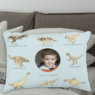 Dinosaur Gepersonaliseerde Jongens Foto en Naam Bl Accent Kussen