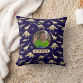 Dinosaur Gepersonaliseerde Jongens Foto en Naam Kussen (Deken)