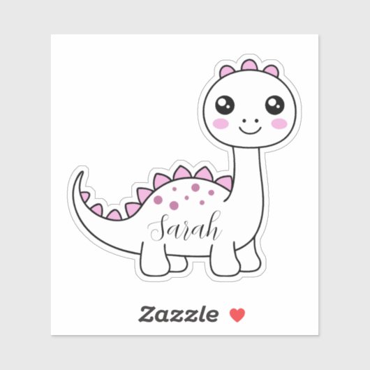 Dinosaur Gepersonaliseerde Naam Grappig Leuk Sticker (Vel)