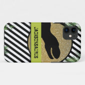 Dinosaur gestreepte monogram Case-Mate iPhone case (Achterkant (horizontaal))