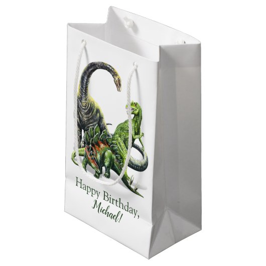 Dinosaur Gift Bag Klein Cadeauzakje (Voorkant Gekanteld)