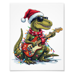 Dinosaur Gitaar Speler Xmas Foto Afdruk