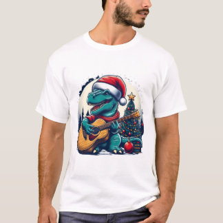 Dinosaur Gitaar Speler Xmas Grappige dag T-shirt