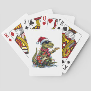 Dinosaur Gitaar Speler Xmas Pokerkaarten