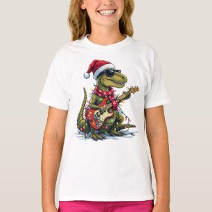 Dinosaur Gitaar Speler Xmas T-shirt