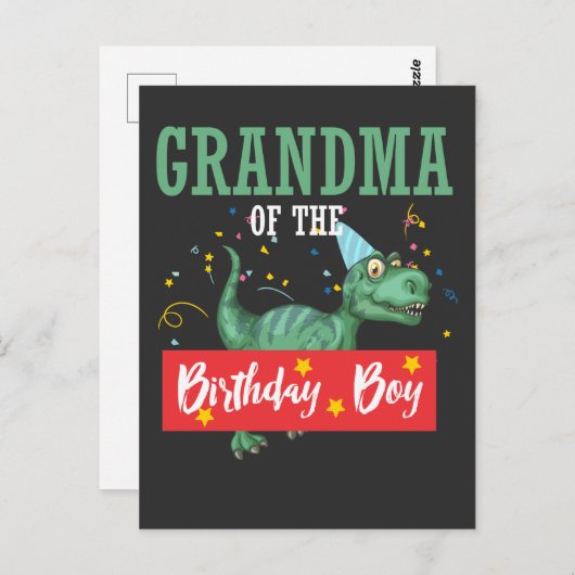 Dinosaur Grandma Birthday Boy Briefkaart (Voorkant / Achterkant)
