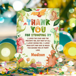 Dinosaur Greenery Verjaardagsfeest Dankjewel Kaart