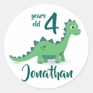 Dinosaur groene verjaardaggepersonaliseerde sticke ronde sticker