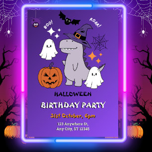 Dinosaur Halloween Anniversaire Enfants Invitation