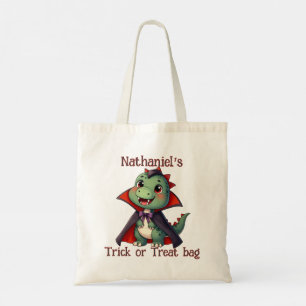 Dinosaur Halloween Trick or treat Canvas tas