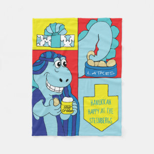 Dinosaur Hanukkah Fleece Blanket Deken