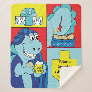 Dinosaur Hanukkah Sherpa Blanket/Medium Sherpa Deken