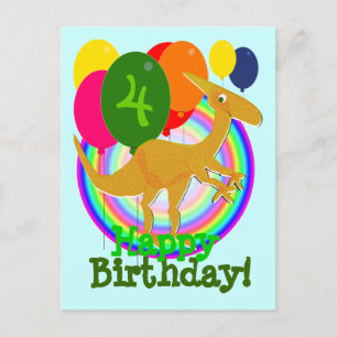 Dinosaur Happy Birthday Balloons 4 Postcard Briefkaart
