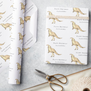 Dinosaur Happy Birthday - Gepersonaliseerd Cadeaupapier