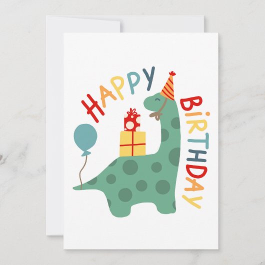 Dinosaur Happy Birthday Kaart voor Kids Dino Party (Voorkant)