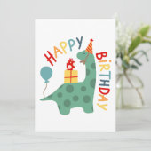 Dinosaur Happy Birthday Kaart voor Kids Dino Party (Staand voorkant)