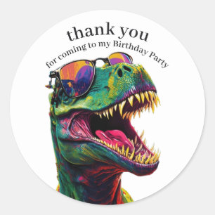 Dinosaur Happy Birthday Kinder Dank u Ronde Sticker