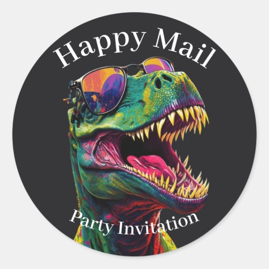 Dinosaur Happy Mail kinder Classic Ronde Sticker (Voorkant)