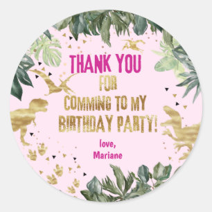 Dinosaur Hartelijk dank voor het meisje T-rex Ronde Sticker