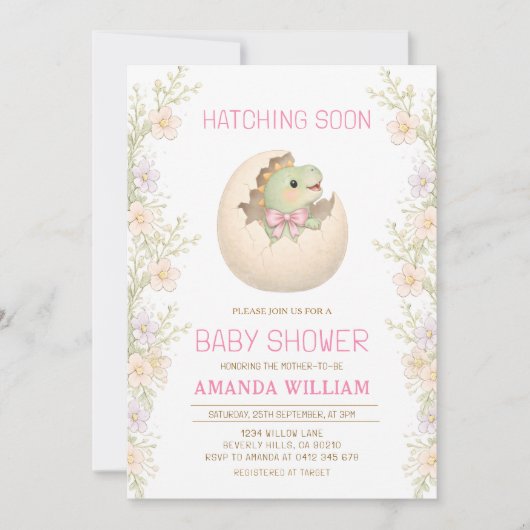 Dinosaur Hatching Soon Baby Shower Invitation (Devant)