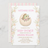 Dinosaur Hatching Soon Baby Shower Invitation (Devant / Derrière)