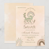 Dinosaur Hatching Soon Baby shower Invitation Kaart (Voorkant / Achterkant)