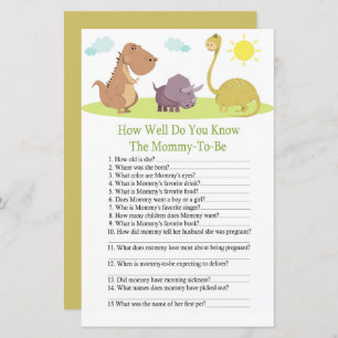Dinosaur hoe goed je baby shower game kent