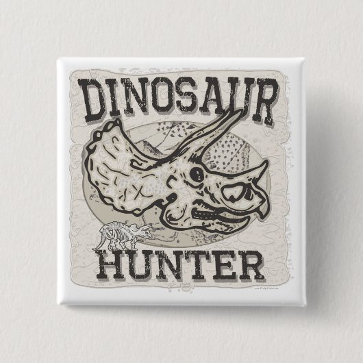 Dinosaur Hunter Design by Mudge Studios Vierkante Button 5,1 Cm (Voorkant)