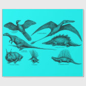  Dinosaur Illustratie Retro Dinosauriërs Cadeaupapier (Vlak)