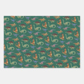 Dinosaur Illustration Pattern Kids Birthday Inpakpapier Vel (Voorkant 3)