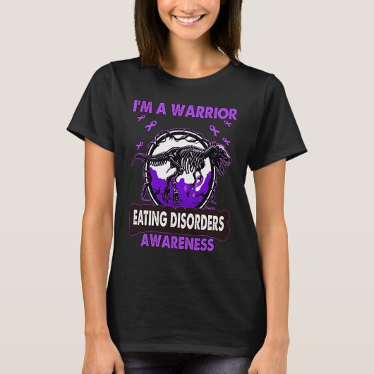 Dinosaur I'm A Warrior EATING DISORDERS Awareness T-shirt (Voorkant)