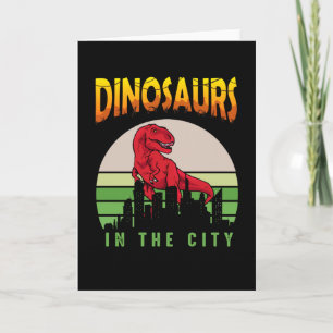 Dinosaur in de Stad Dinosaur Design Kaart