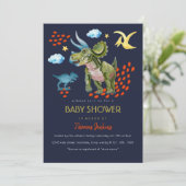 Dinosaur in watercolor Baby Shower invite. Kaart (Staand voorkant)