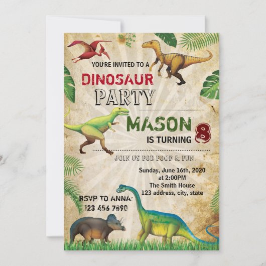 Dinosaur invitation anniversaire (Devant)
