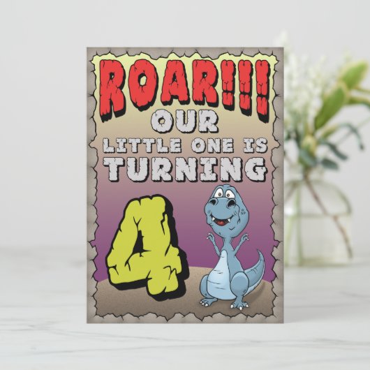 Dinosaur Invitation anniversaire 4 ans (Debout devant)