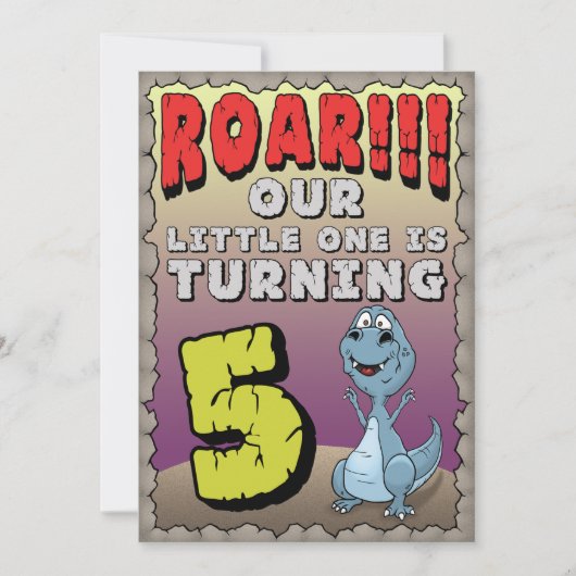 Dinosaur Invitation Anniversaire 5 Ans (Devant)