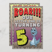 Dinosaur Invitation Anniversaire 5 Ans (Devant / Derrière)