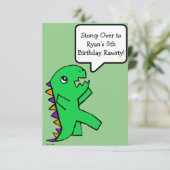 Dinosaur Invitation Anniversaire Carte Green Flat (Debout devant)