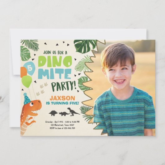 Dinosaur invitation anniversaire Dino mite T-Rex f (Devant)
