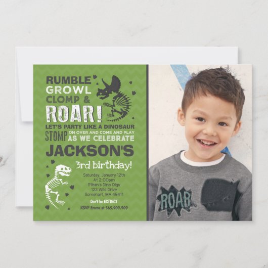 Dinosaur Invitation Anniversaire Dinosaur Fossil P (Devant)
